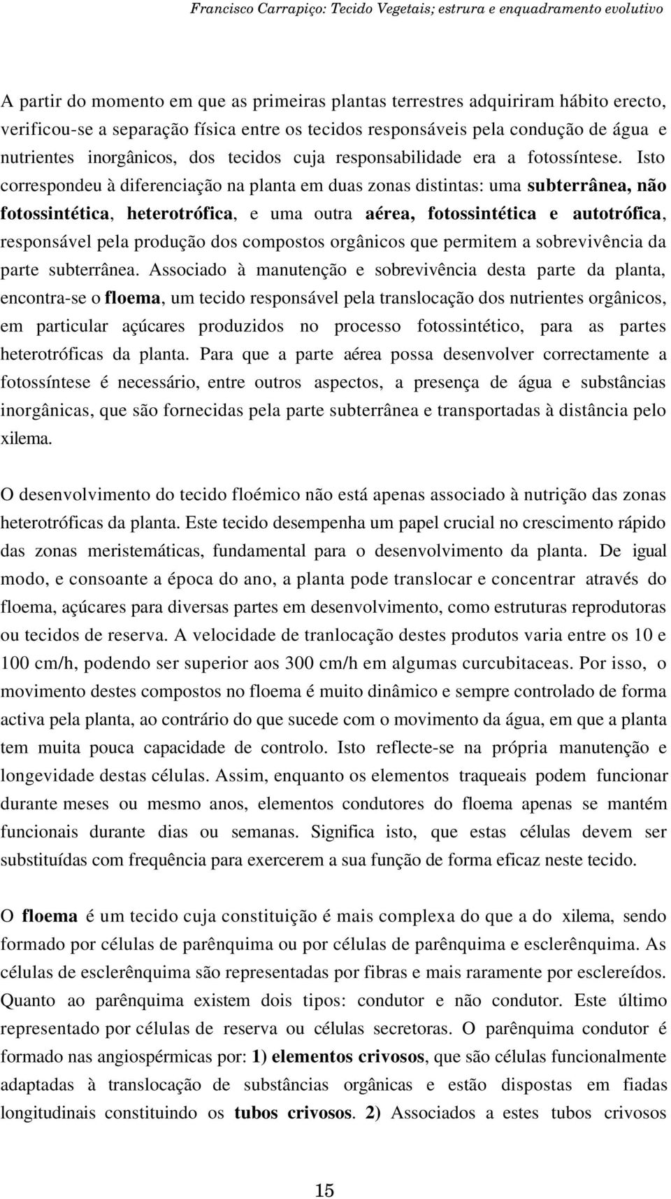 Isto correspondeu à diferenciação na planta em duas zonas distintas: uma subterrânea, não fotossintética, heterotrófica, e uma outra aérea, fotossintética e autotrófica, responsável pela produção dos