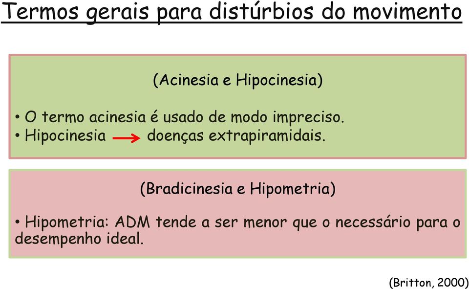 Hipocinesia doenças extrapiramidais.