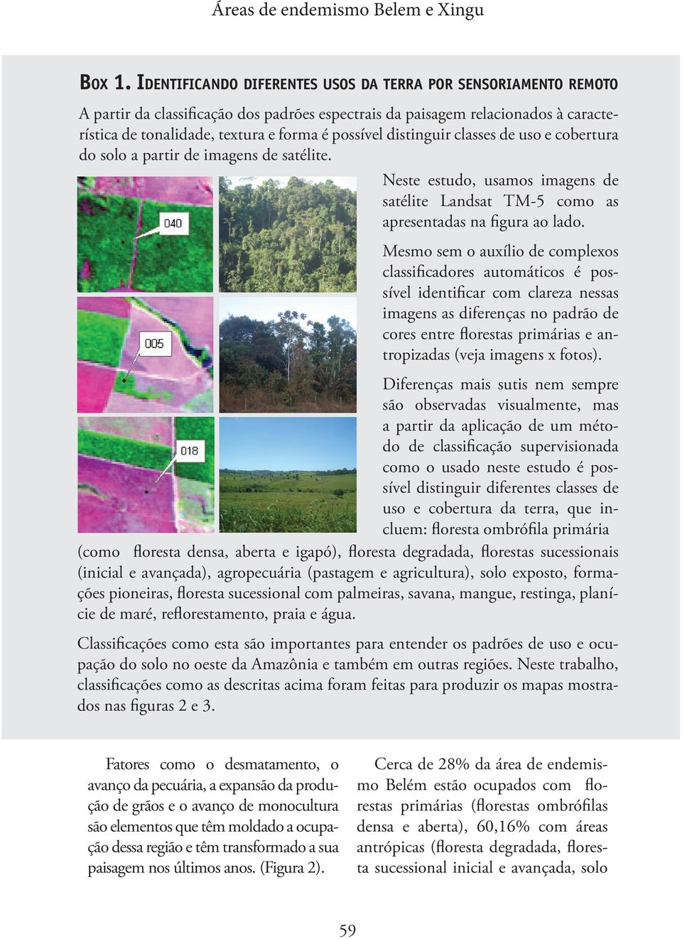 distinguir classes de uso e cobertura do solo a partir de imagens de satélite. Neste estudo, usamos imagens de satélite Landsat TM-5 como as apresentadas na figura ao lado.