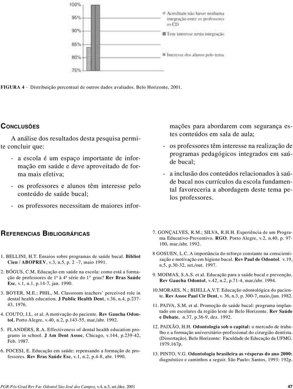 têm interesse pelo conteúdo de saúde bucal; - os professores necessitam de maiores informações para abordarem com segurança estes conteúdos em sala de aula; - os professores têm interesse na