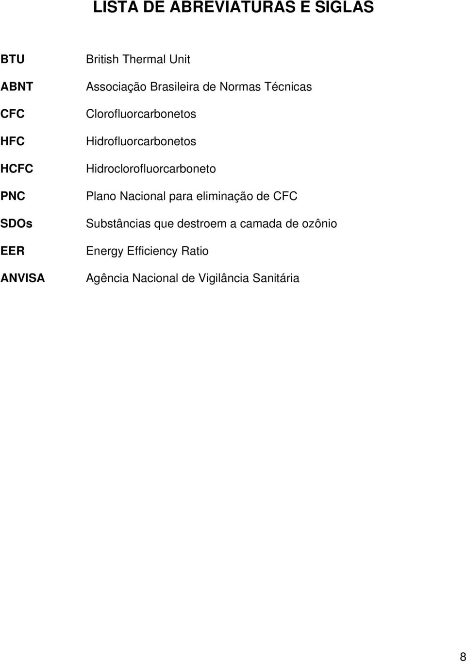 Hidrofluorcarbonetos Hidroclorofluorcarboneto Plano Nacional para eliminação de CFC