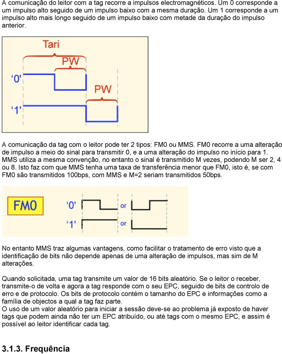 FM0 recorre a uma alteração de impulso a meio do sinal para transmitir 0, e a uma alteração do impulso no início para 1.