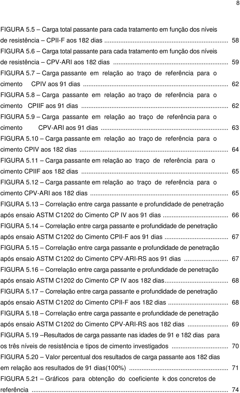 .. 62 FIGURA 5.8 Carga passante em relação ao traço de referência para o cimento CPIIF aos 91 dias... 62 FIGURA 5.9 Carga passante em relação ao traço de referência para o cimento CPV-ARI aos 91 dias.