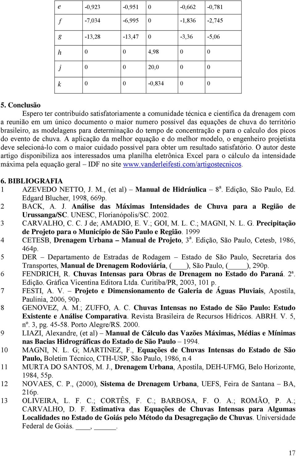 deermnação do empo de concenração e para o calculo dos pcos do eveno de chuva.