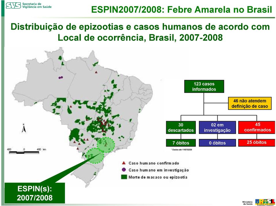 casos humanos de acordo com Local de