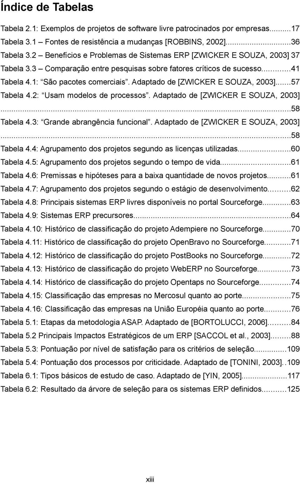 Adaptado de [ZWICKER E SOUZA, 2003]...57 Tabela 4.2: Usam modelos de processos. Adaptado de [ZWICKER E SOUZA, 2003]...58 Tabela 4.3: Grande abrangência funcional. Adaptado de [ZWICKER E SOUZA, 2003]...58 Tabela 4.4: Agrupamento dos projetos segundo as licenças utilizadas.