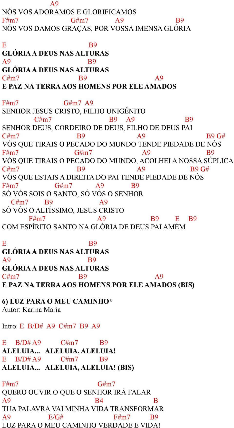 A DIRITA DO PAI TND PIDAD D NÓS F#m7 #m7 SÓ VÓS SOIS O SANTO, SÓ VÓS O SNHOR C#m7 SÓ VÓS O ALTÍSSIMO, JSUS CRISTO F#m7 COM SPÍRITO SANTO NA LÓRIA D DUS PAI AMÉM LÓRIA A DUS NAS ALTURAS LÓRIA A DUS