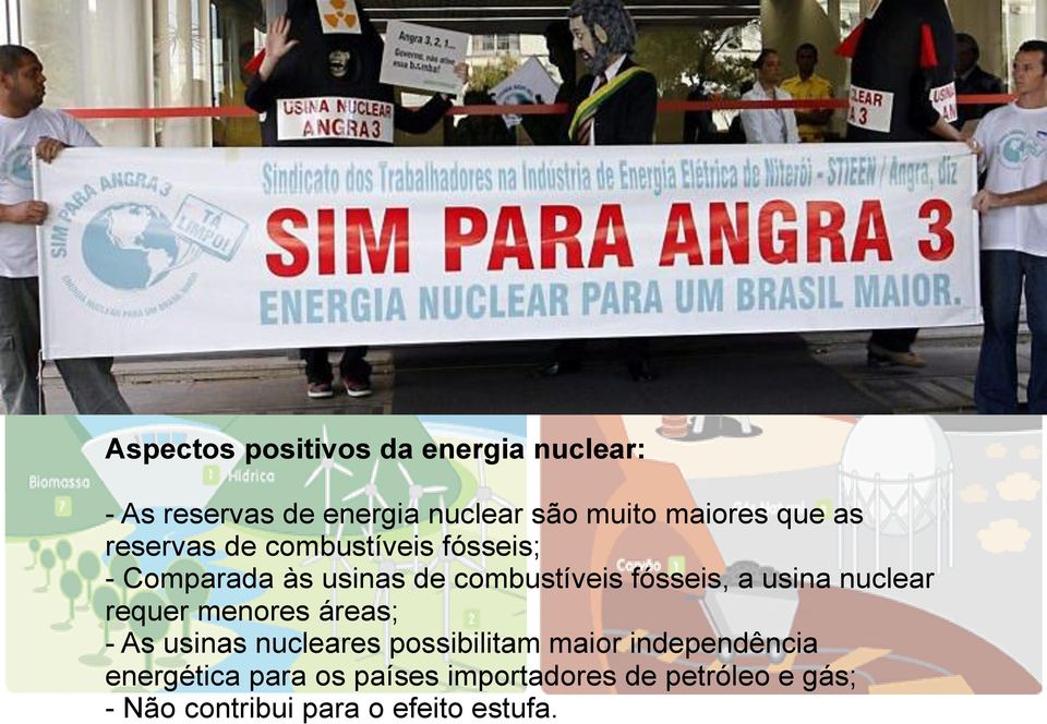 usina nuclear requer menores áreas; - As usinas nucleares possibilitam maior independência