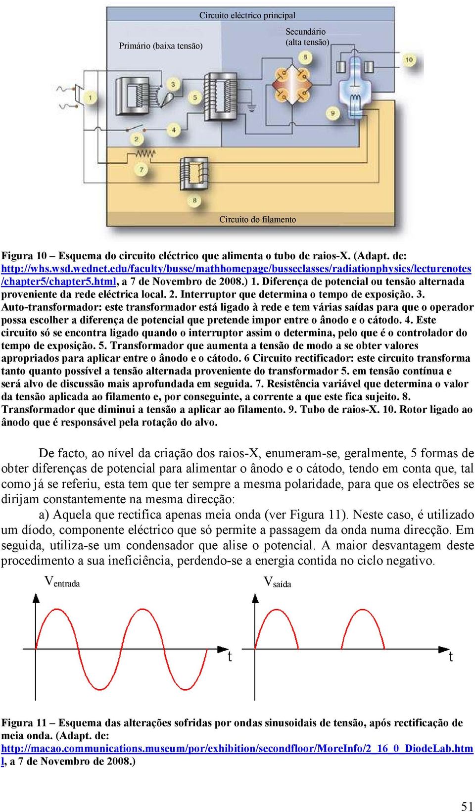 Diferença de potencial ou tensão alternada proveniente da rede eléctrica local. 2. Interruptor que determina o tempo de exposição. 3.