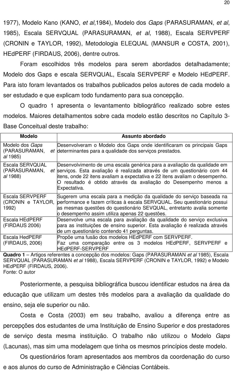 Para isto foram levantados os trabalhos publicados pelos autores de cada modelo a ser estudado e que explicam todo fundamento para sua concepção.