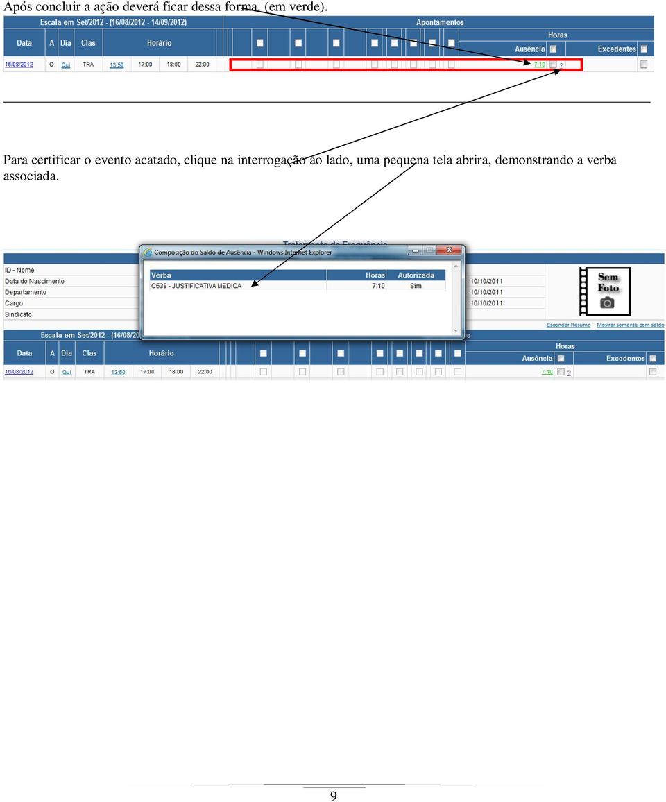 Para certificar o evento acatado, clique na