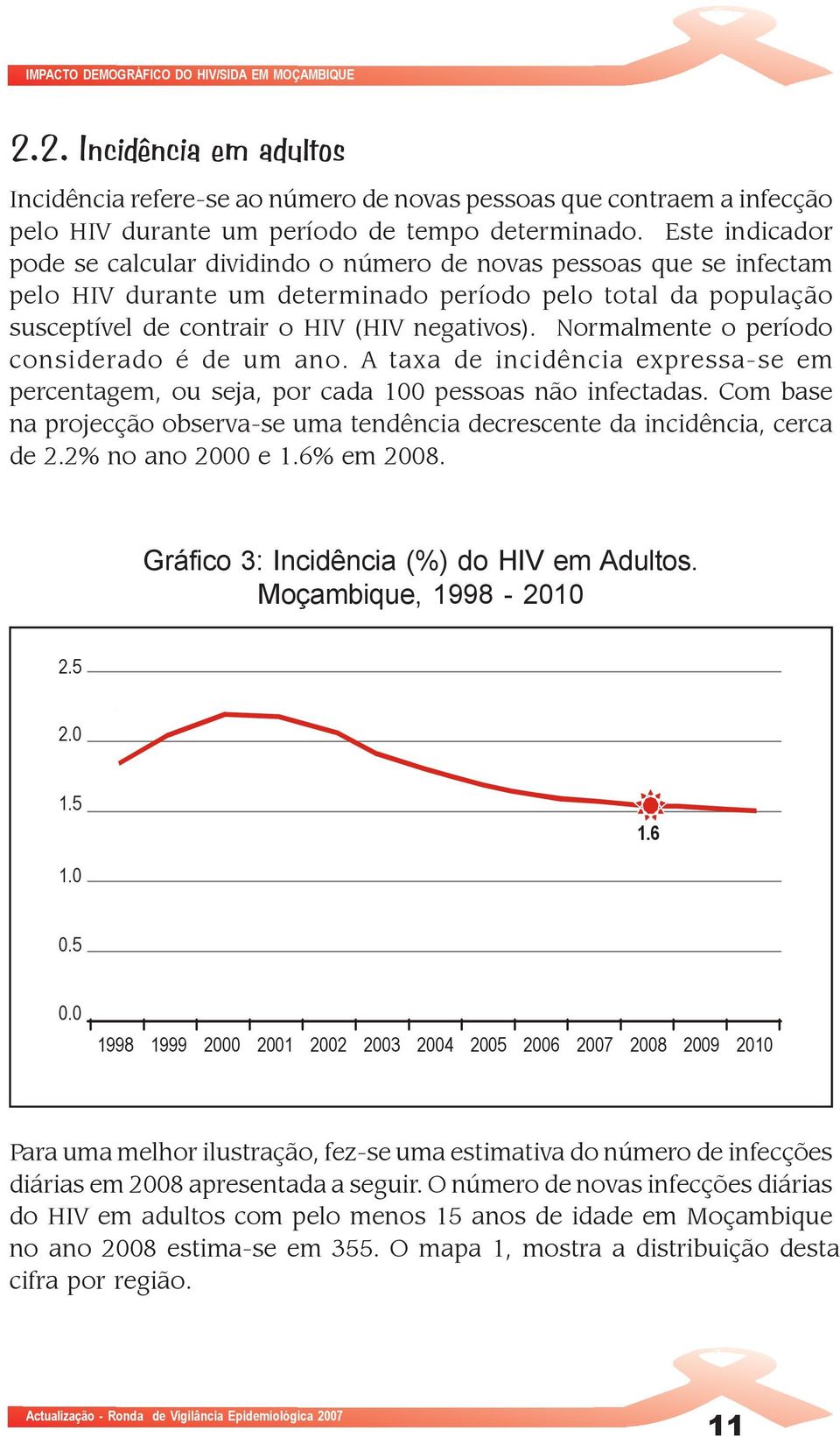 Normalmente o período considerado é de um ano. A taxa de incidência expressa-se em percentagem, ou seja, por cada 100 pessoas não infectadas.