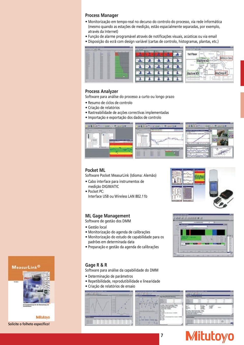 ) Process Analyzer Software para análise do processo a curto ou longo prazo Resumo de ciclos de controlo Criação de relatórios Rastreabilidade de acções correctivas implementadas Importação e