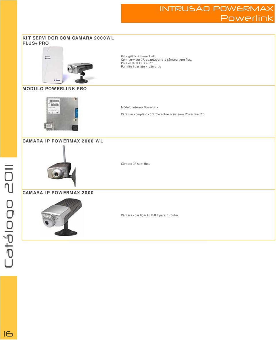 Para central Plus e Pro Permite ligar até 4 câmaras MODULO POWERLINK PRO Módulo interno PowerLink