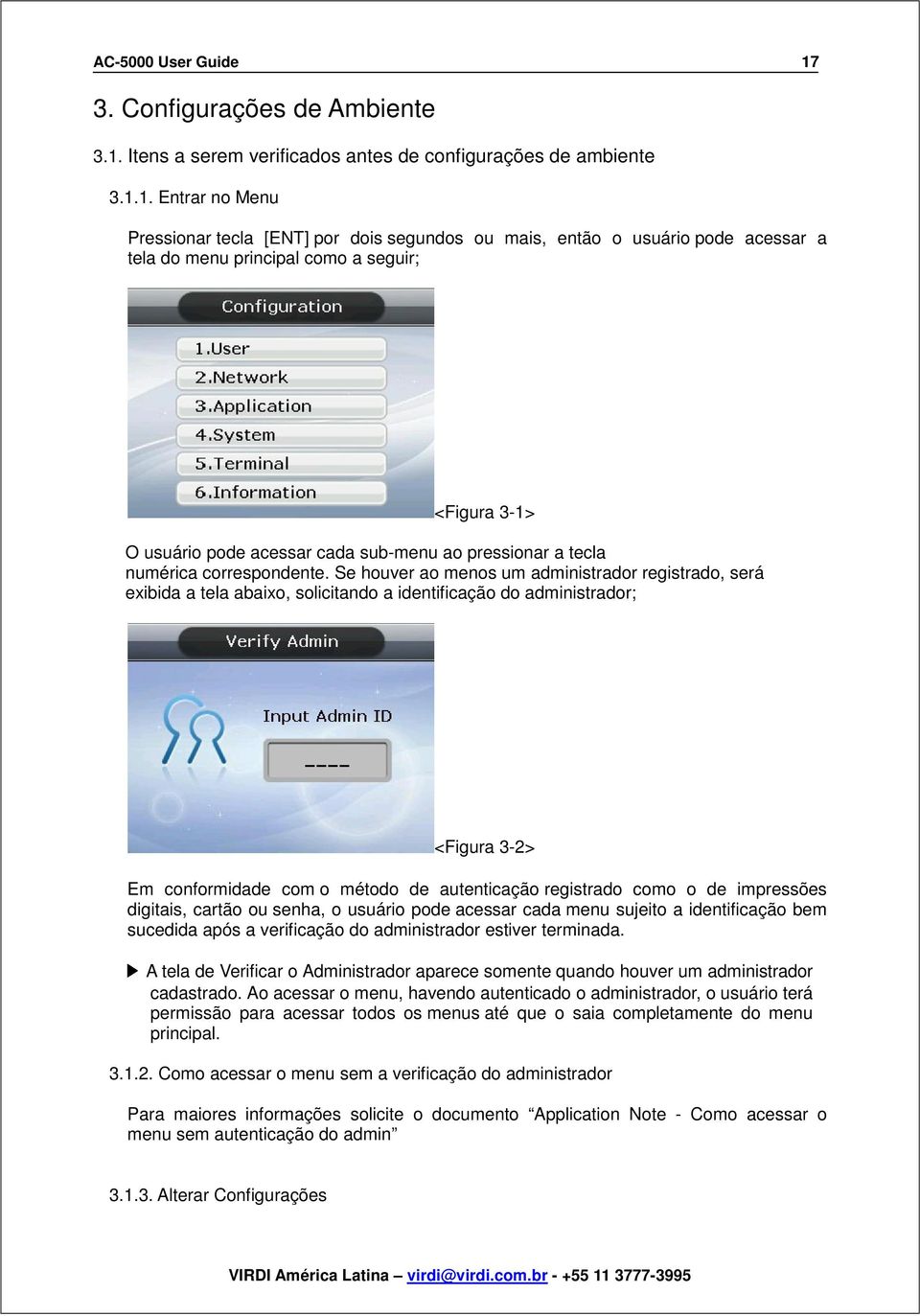 Itens a serem verificados antes de configurações de ambiente 3.1.