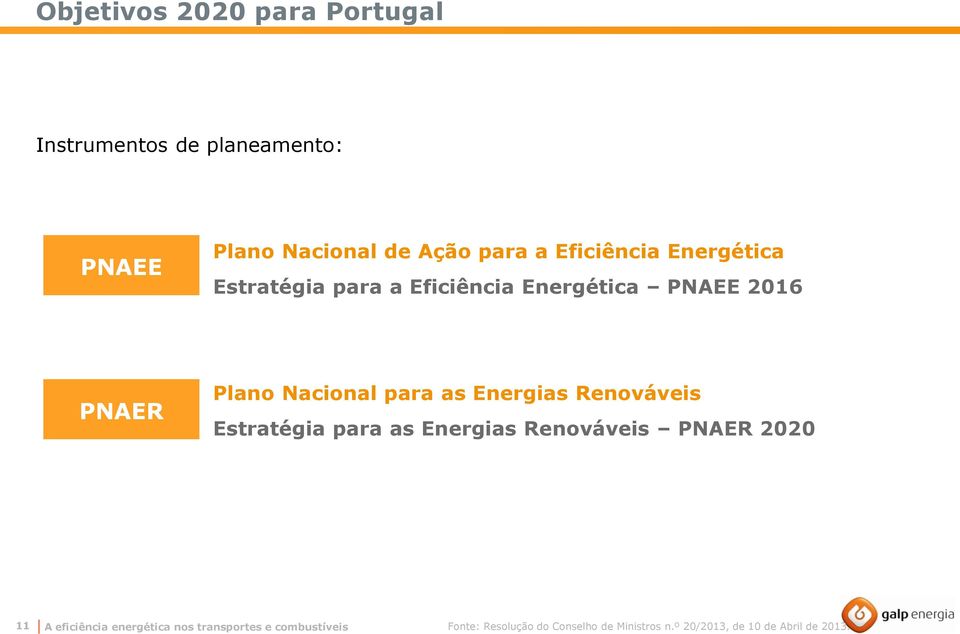 as Energias Renováveis Estratégia para as Energias Renováveis PNAER 2020 11 A eficiência energética