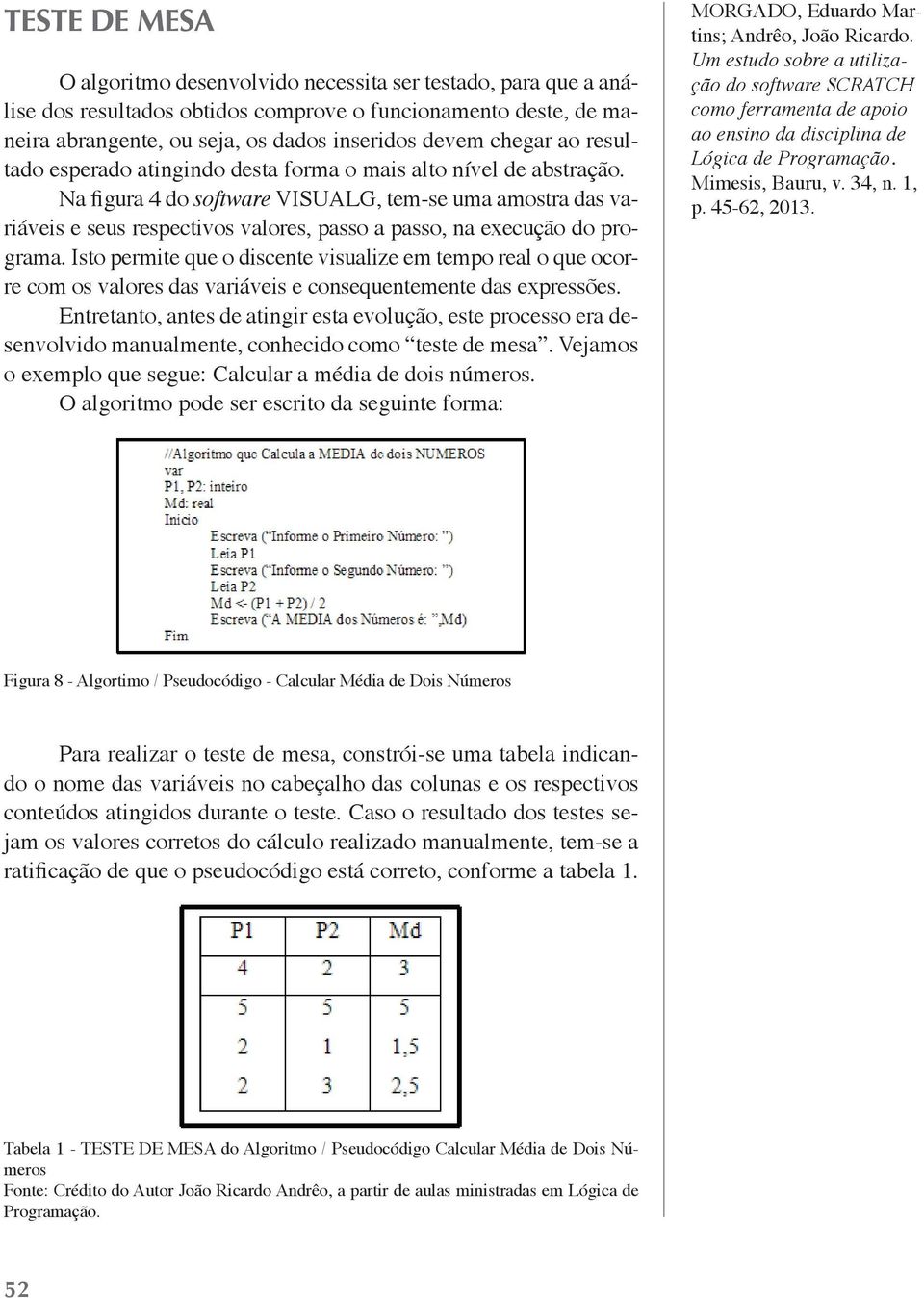 Na figura 4 do software VISUALG, tem-se uma amostra das variáveis e seus respectivos valores, passo a passo, na execução do programa.