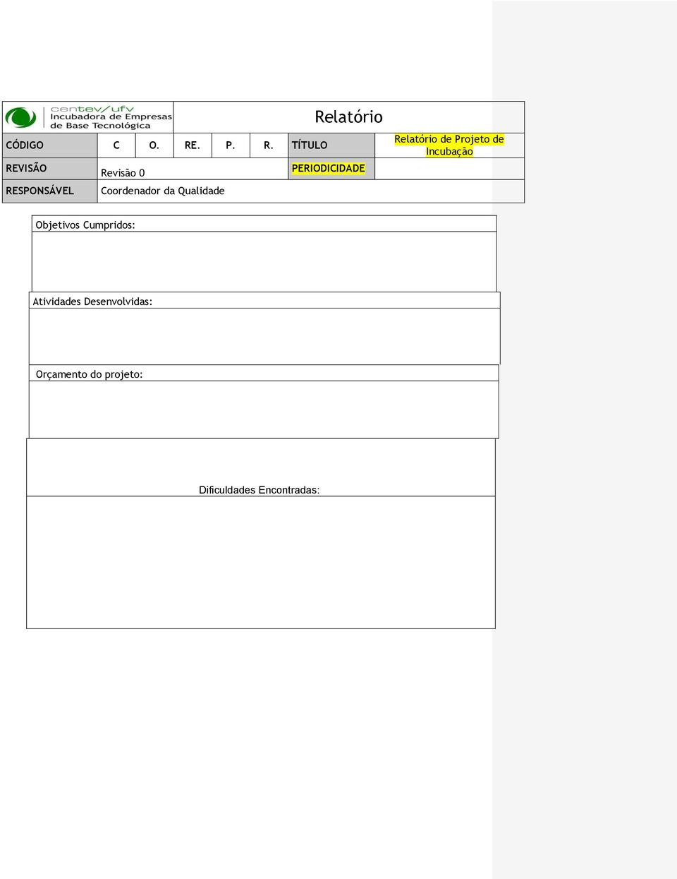 TÍTULO REVISÃO Revisão 0 PERIODICIDADE RESPONSÁVEL