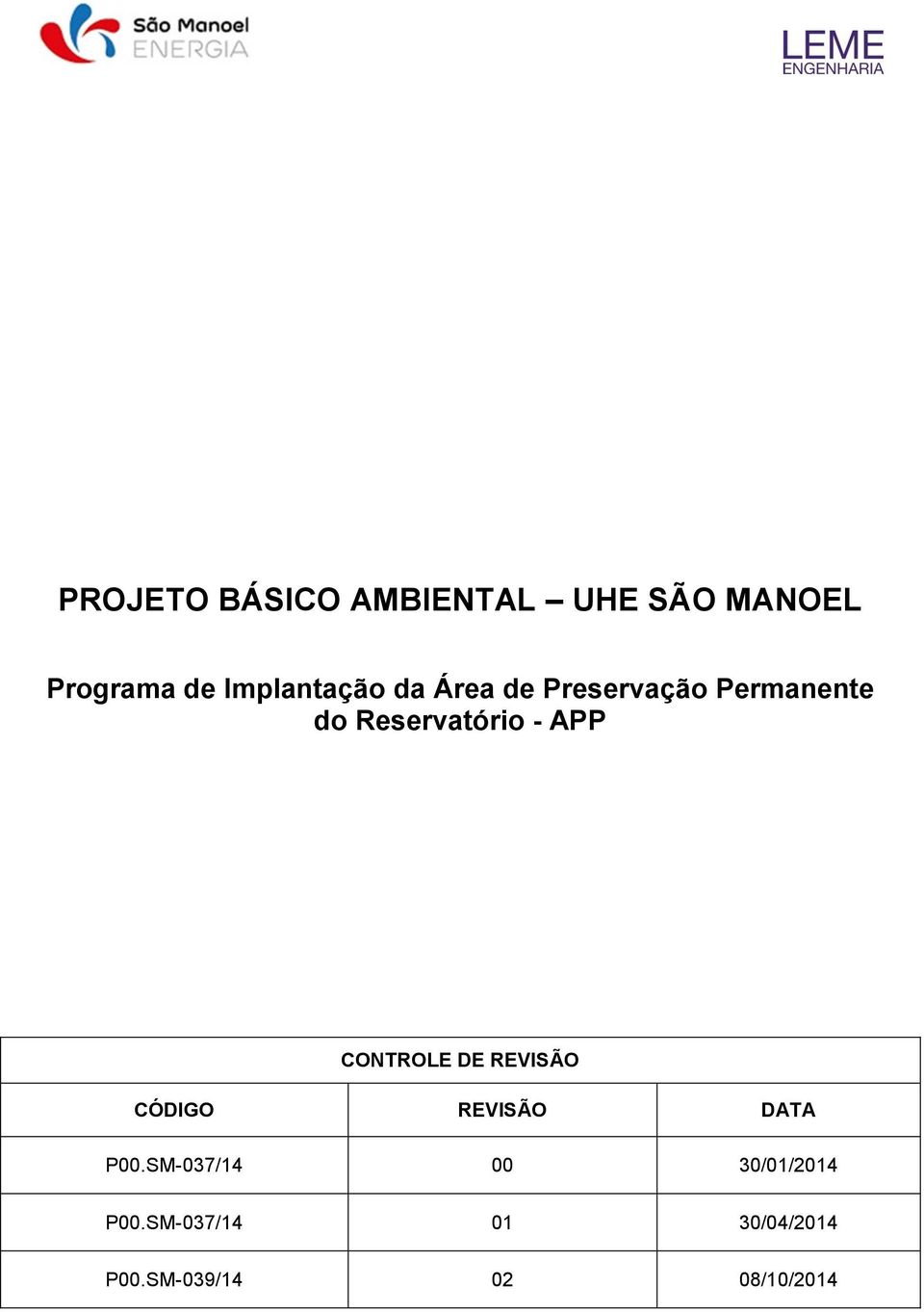 Reservatório - APP CONTROLE DE REVISÃO CÓDIGO REVISÃO DATA