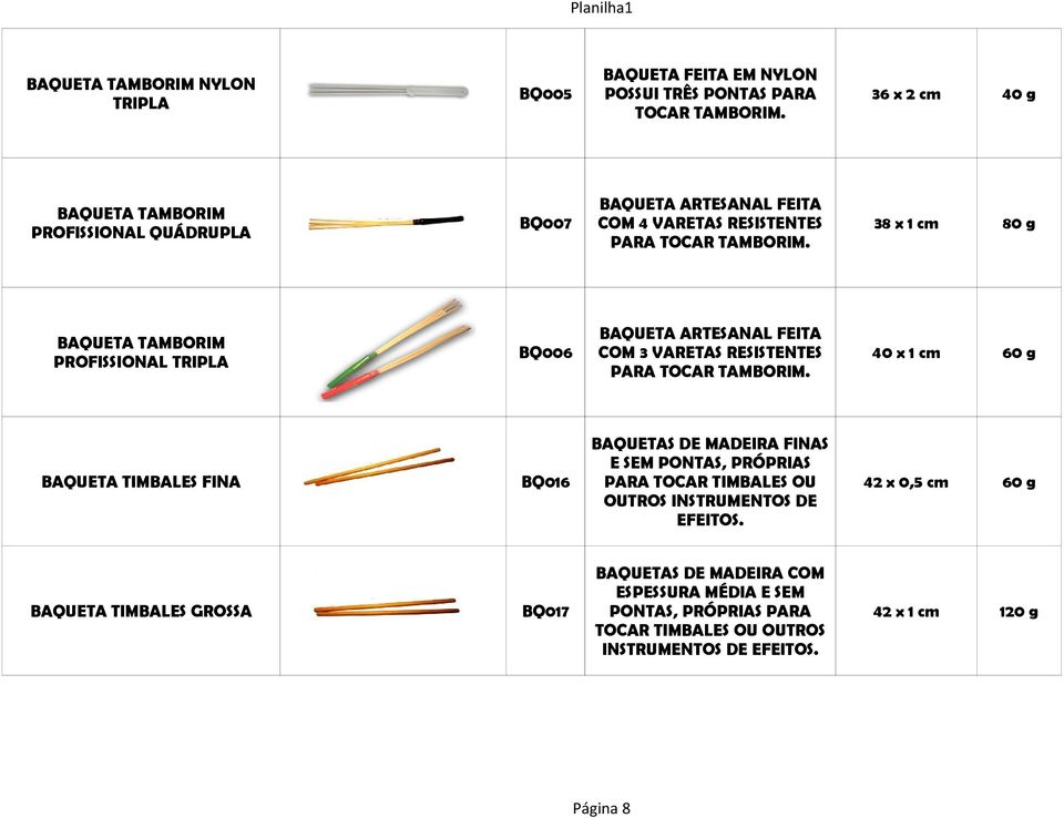 38 x 1 cm 80 g BAQUETA TAMBORIM PROFISSIONAL TRIPLA BQ006 BAQUETA ARTESANAL FEITA COM 3 VARETAS RESISTENTES PARA TOCAR TAMBORIM.