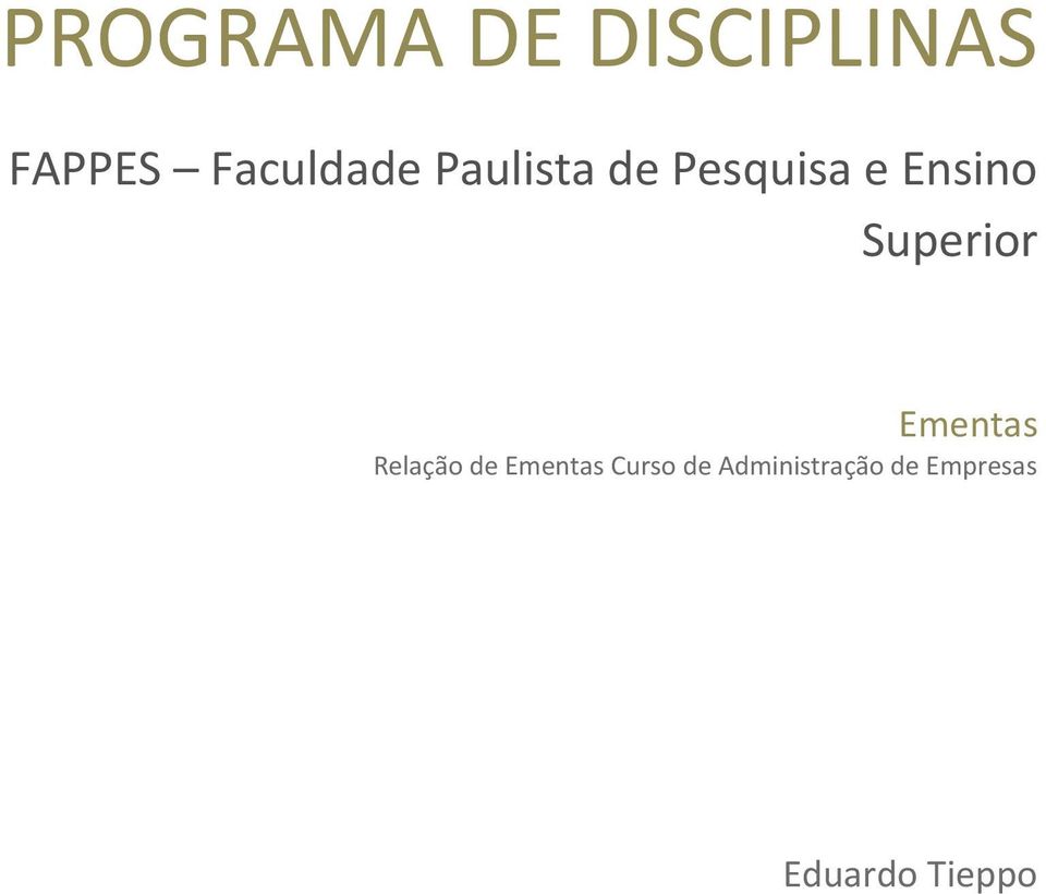 Ensino Superior Ementas Relação de