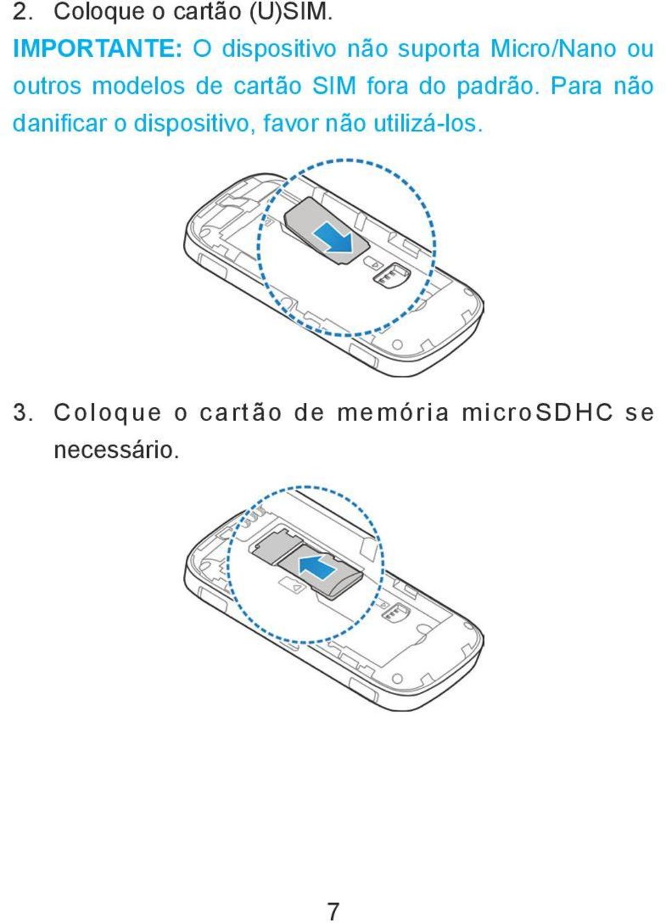 modelos de cartão SIM fora do padrão.