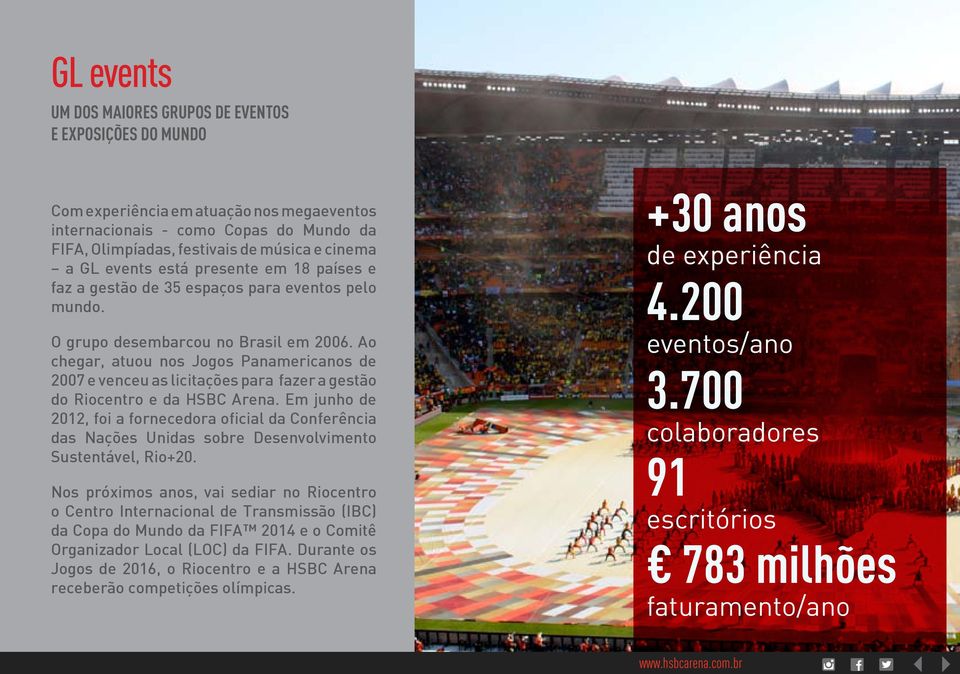 Ao chegar, atuou nos Jogos Panamericanos de 2007 e venceu as licitações para fazer a gestão do Riocentro e da HSBC Arena.