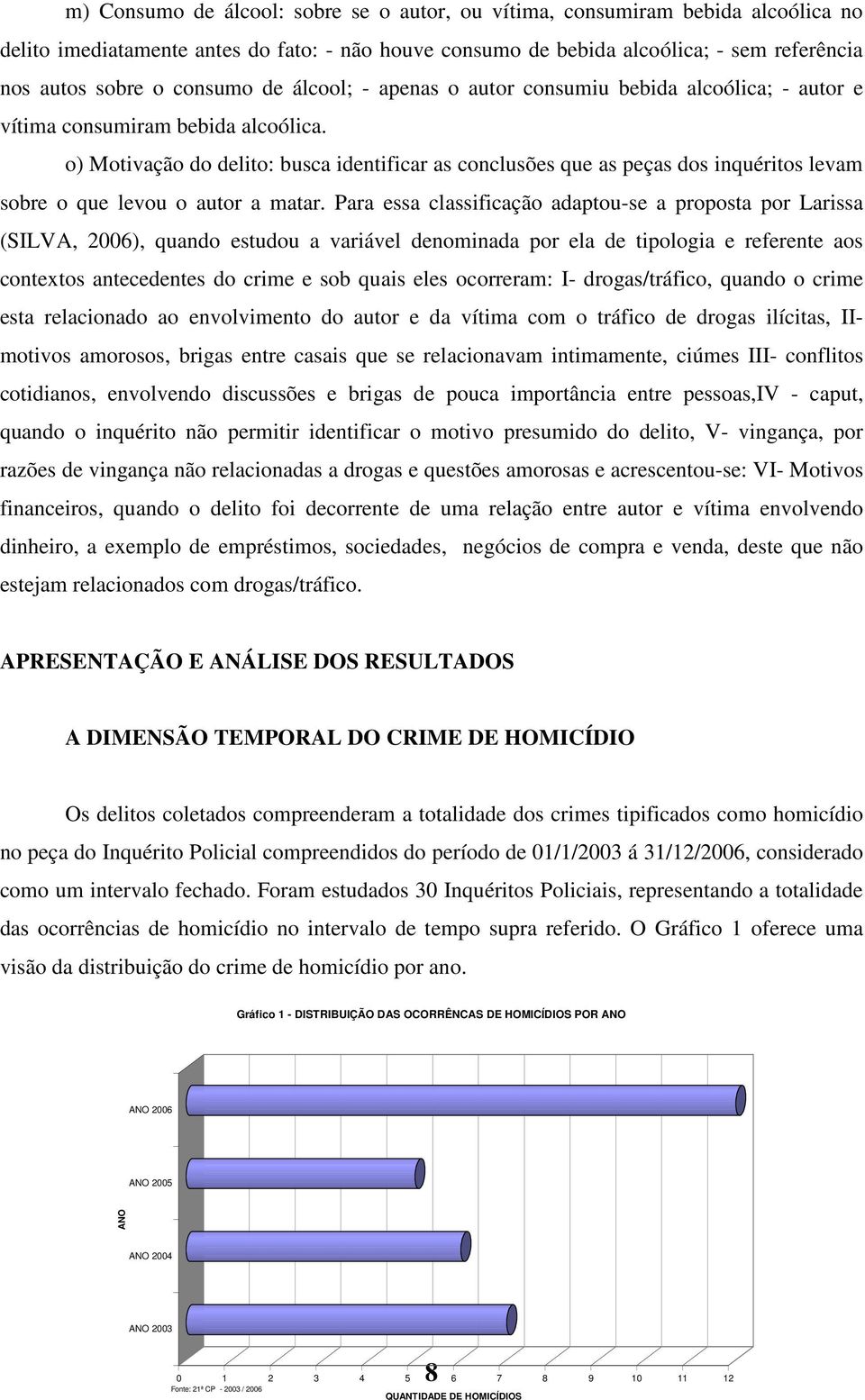 o) Motivação do delito: busca identificar as conclusões que as peças dos inquéritos levam sobre o que levou o autor a matar.