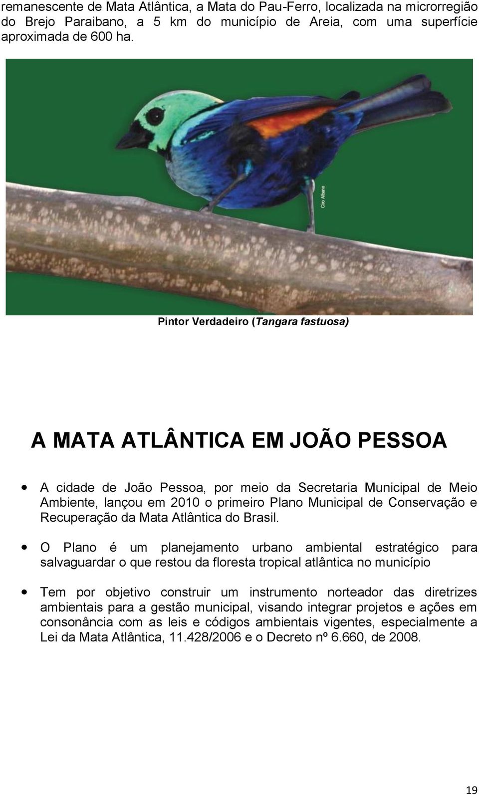 Conservação e Recuperação da Mata Atlântica do Brasil.