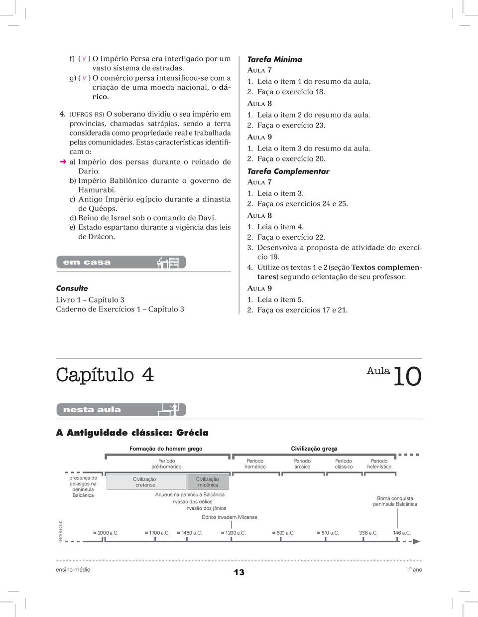 Estas características identificam o: a) Império dos persas durante o reinado de Dario. b) Império Babilônico durante o governo de Hamurabi. c) Antigo Império egípcio durante a dinastia de Quéops.