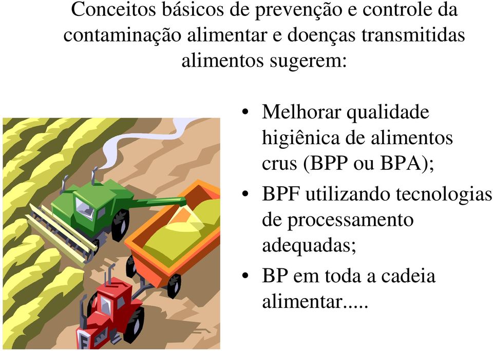 qualidade higiênica de alimentos crus (BPP ou BPA); BPF