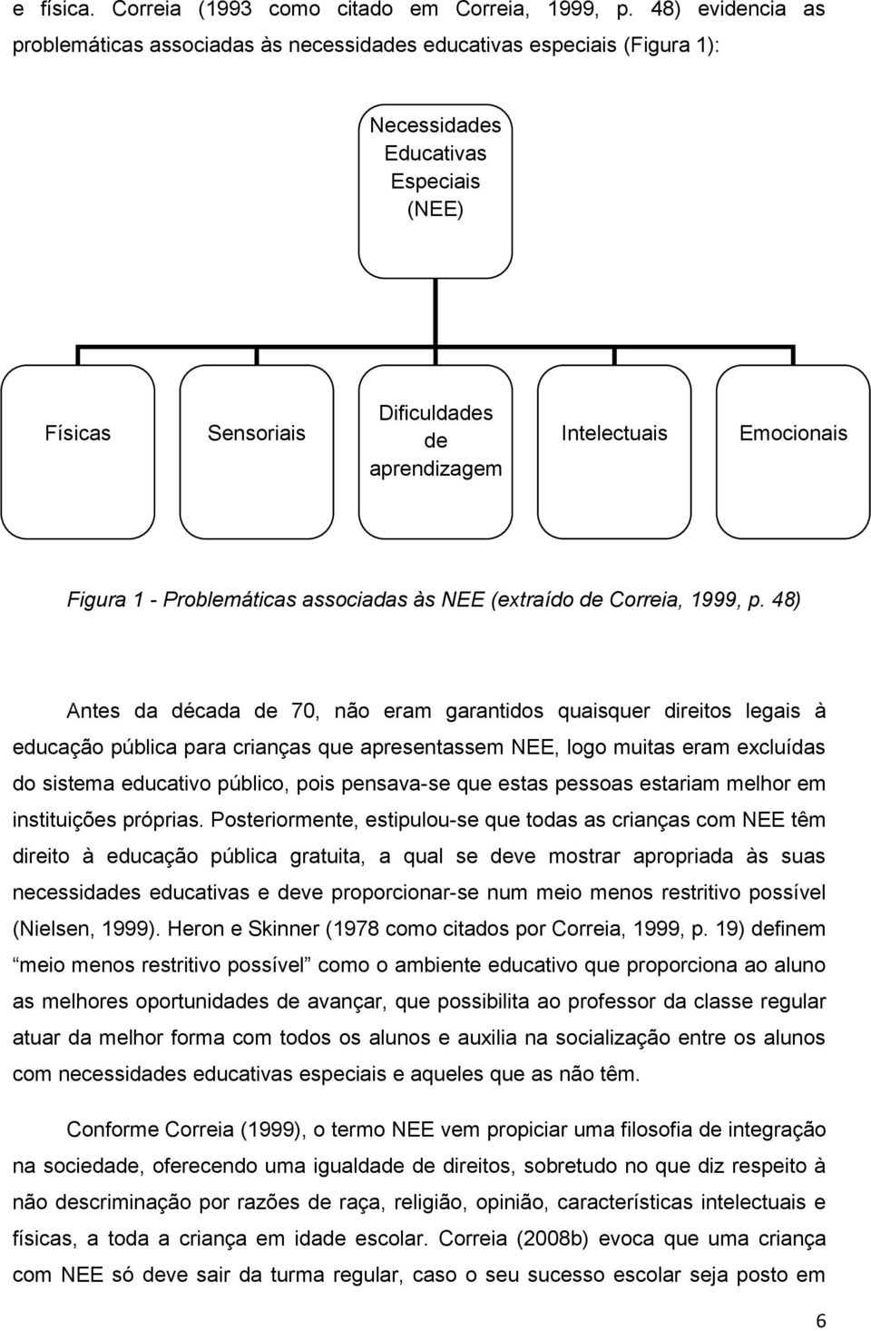 Emocionais Figura 1 - Problemáticas associadas às NEE (extraído de Correia, 1999, p.