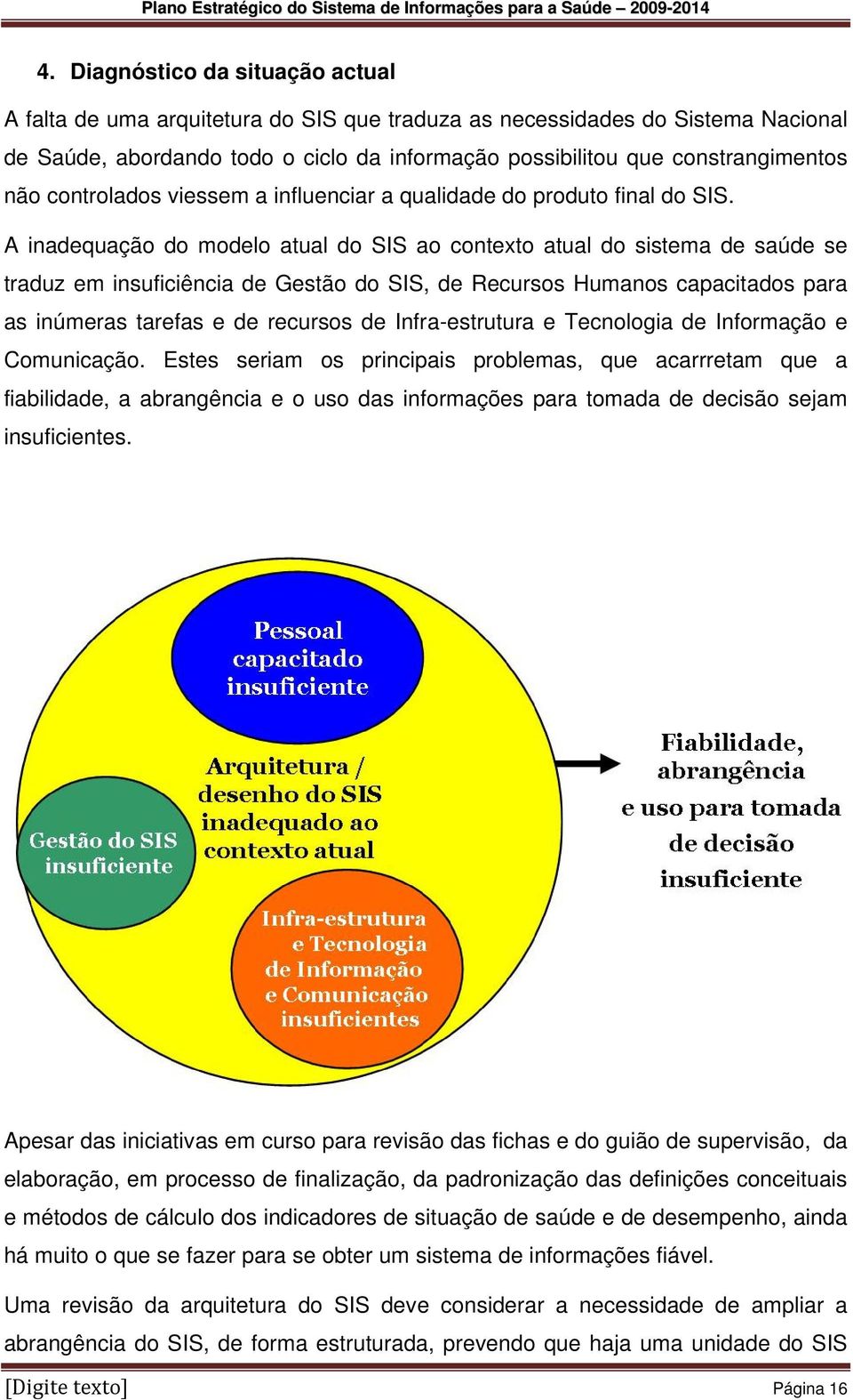 A inadequação do modelo atual do SIS ao contexto atual do sistema de saúde se traduz em insuficiência de Gestão do SIS, de Recursos Humanos capacitados para as inúmeras tarefas e de recursos de