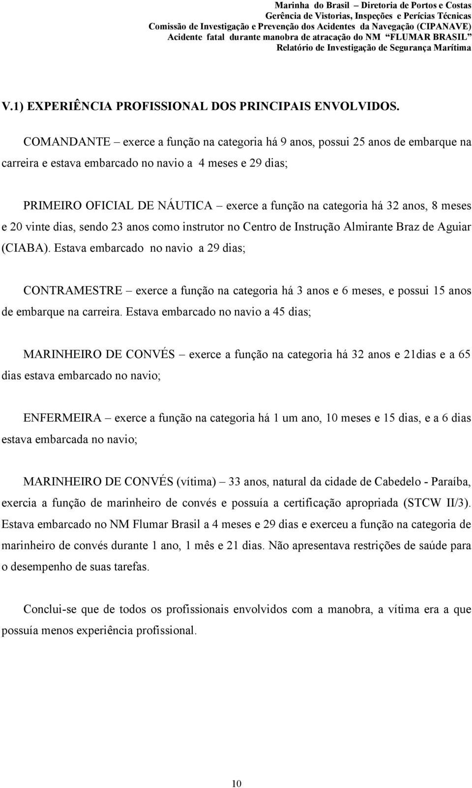 32 anos, 8 meses e 20 vinte dias, sendo 23 anos como instrutor no Centro de Instrução Almirante Braz de Aguiar (CIABA).