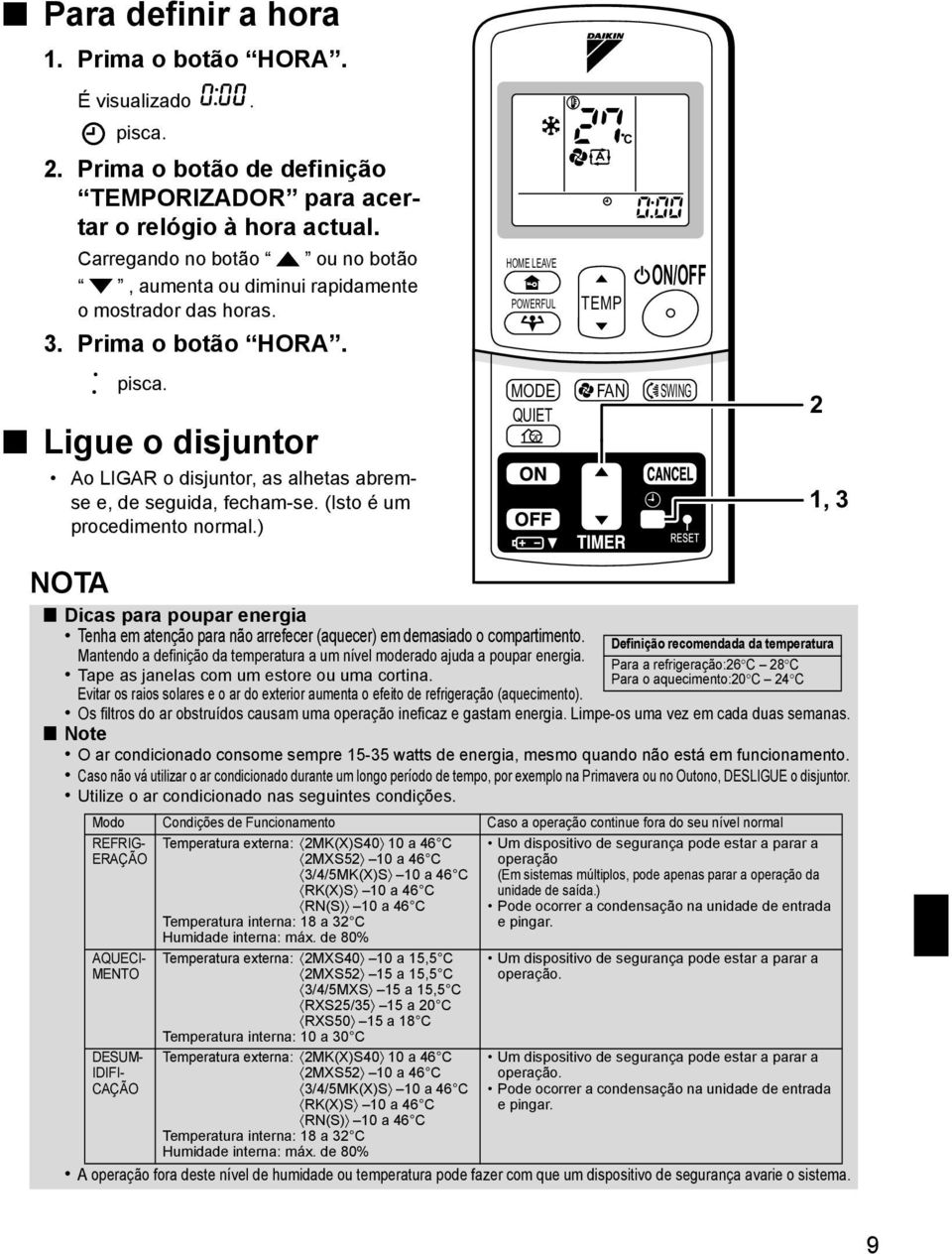 Ligue o disjuntor Ao LIGAR o disjuntor, as alhetas abremse e, de seguida, fecham-se. (Isto é um procedimento normal.