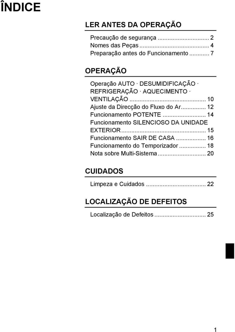 .. 12 Funcionamento POTENTE... 14 Funcionamento SILENCIOSO DA UNIDADE EXTERIOR... 15 Funcionamento SAIR DE CASA.