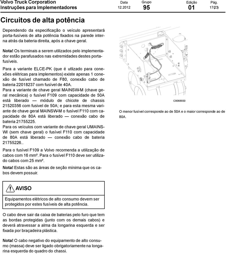 Nota! Os terminais a serem utilizados pelo implementador estão parafusados nas extremidades destes portafusíveis.