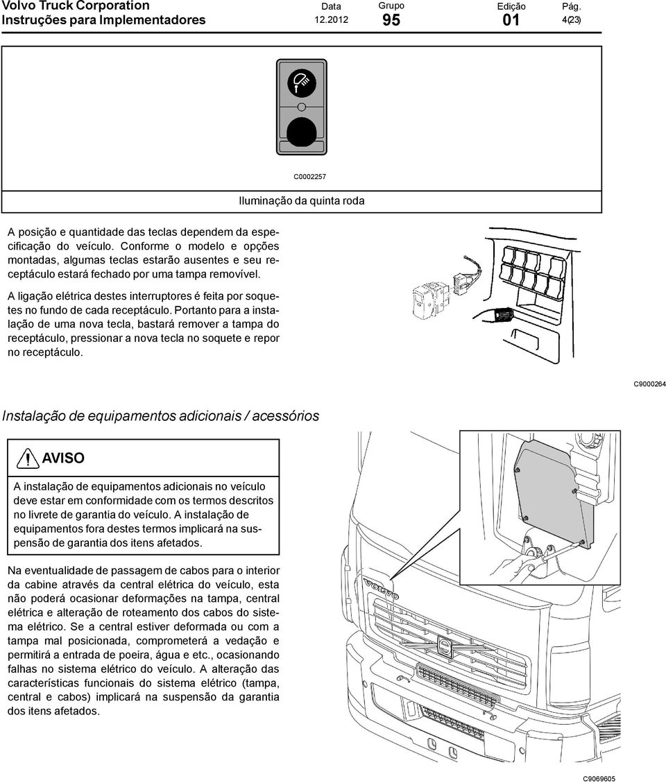 A ligação elétrica destes interruptores é feita por soquetes no fundo de cada receptáculo.