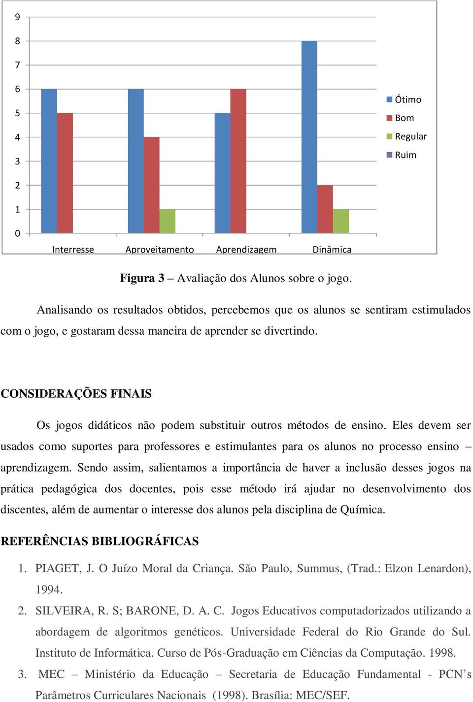 CONSIDERAÇÕES FINAIS Os jogos didáticos não podem substituir outros métodos de ensino.