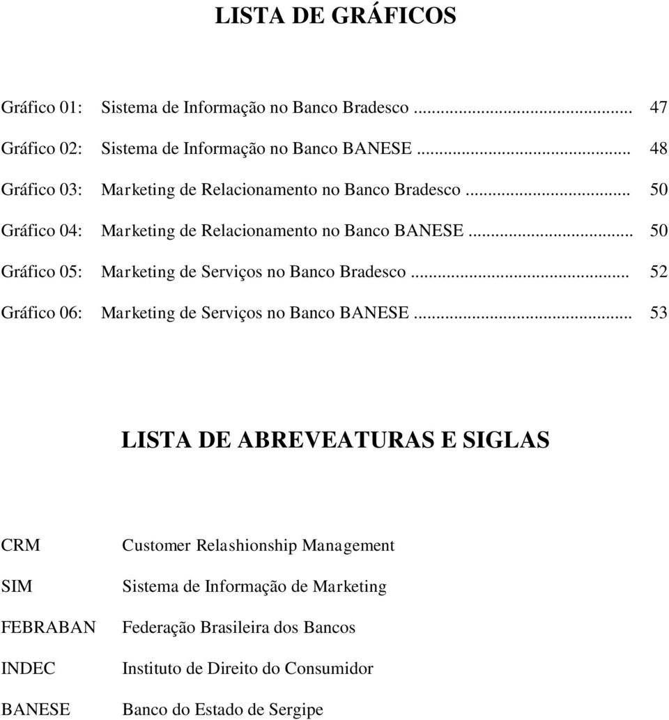 .. 50 Gráfico 05: Marketing de Serviços no Banco Bradesco... 52 Gráfico 06: Marketing de Serviços no Banco BANESE.