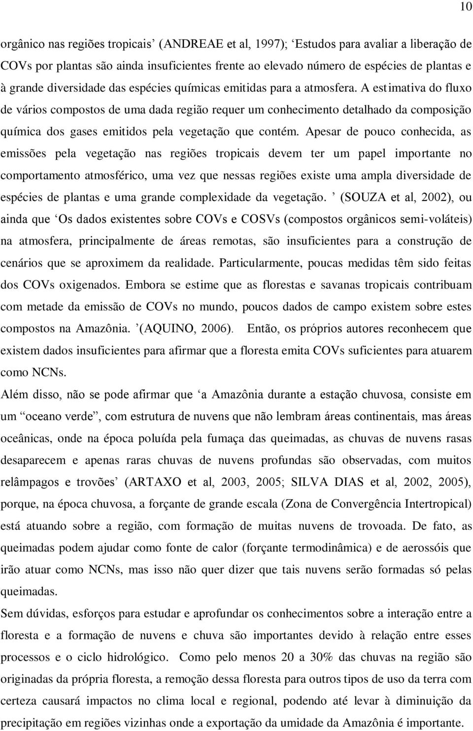 A estimativa do fluxo de vários compostos de uma dada região requer um conhecimento detalhado da composição química dos gases emitidos pela vegetação que contém.