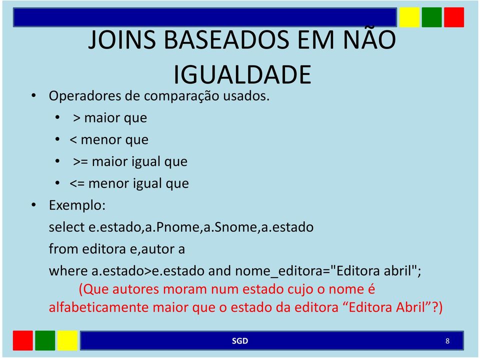 pnome,a.snome,a.estado from editora e,autor a where a.estado>e.