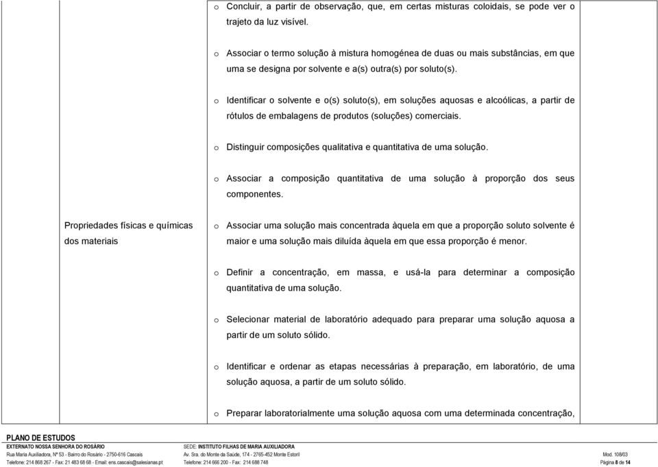 o Identificar o solvente e o(s) soluto(s), em soluções aquosas e alcoólicas, a partir de rótulos de embalagens de produtos (soluções) comerciais.