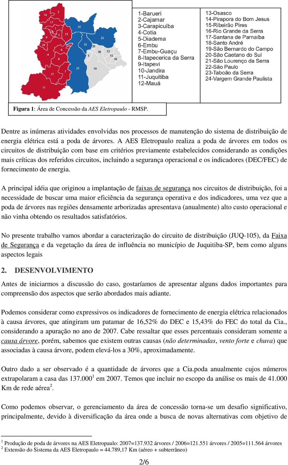 incluindo a segurança operacional e os indicadores (DEC/FEC) de fornecimento de energia.