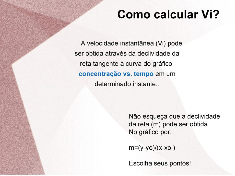 reta tangente à curva do gráfico concentração vs.