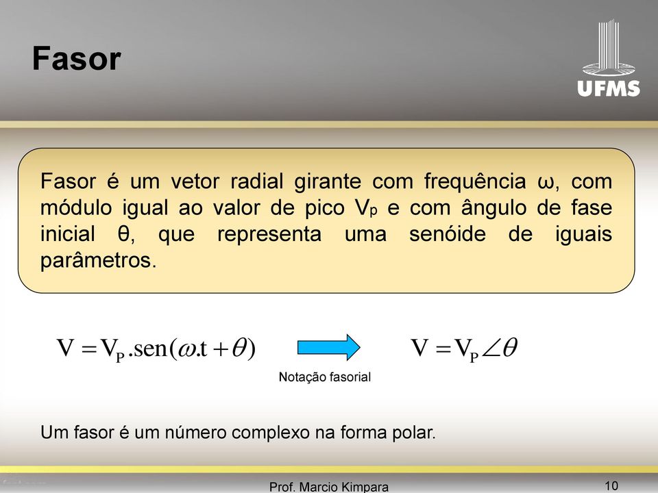 que representa uma senóide de iguais parâmetros. V VP. sen(.