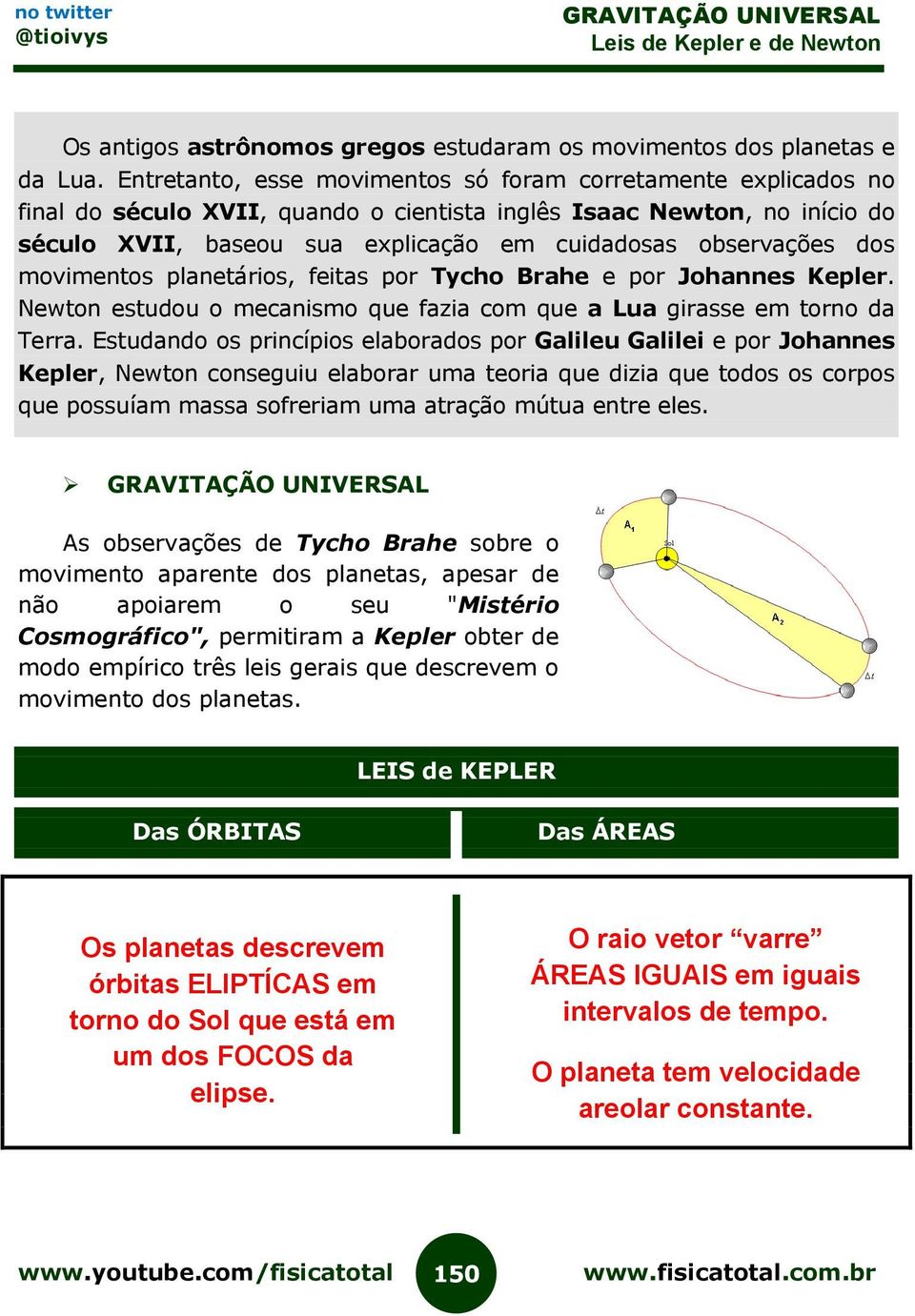 dos movimentos planetários, feitas por Tycho Brahe e por Johannes Kepler. Newton estudou o mecanismo que fazia com que a Lua girasse em torno da Terra.