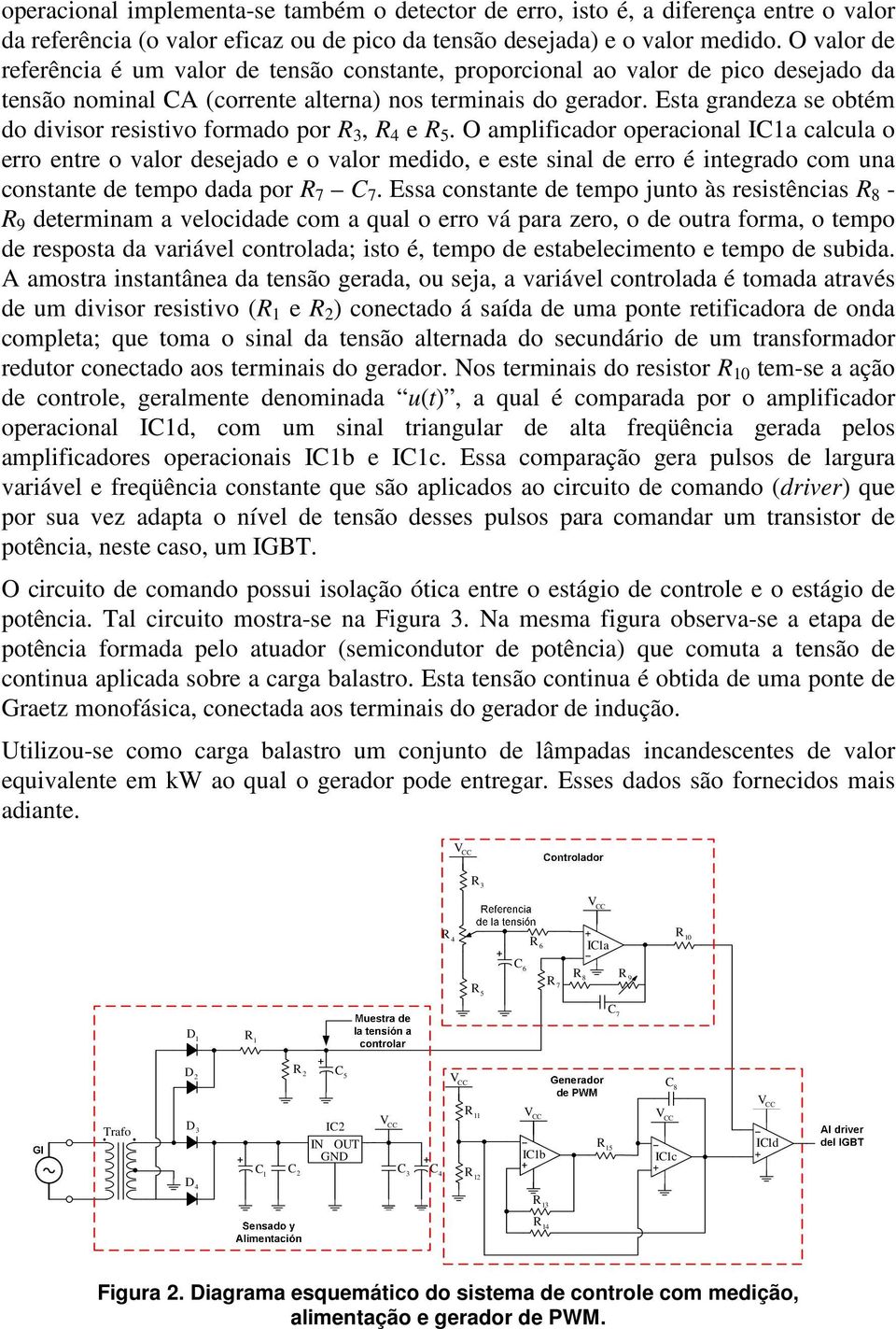 Esta grandeza se obtém do divisor resistivo ormado por 3, 4 e 5.