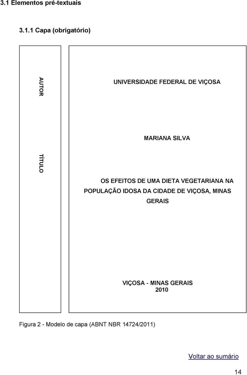 1 Capa (obrigatório) UNIVERSIDADE FEDERAL DE VIÇOSA MARIANA SILVA OS