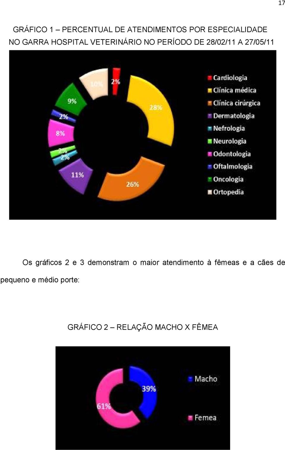 Os gráficos 2 e 3 demonstram o maior atendimento à fêmeas e a